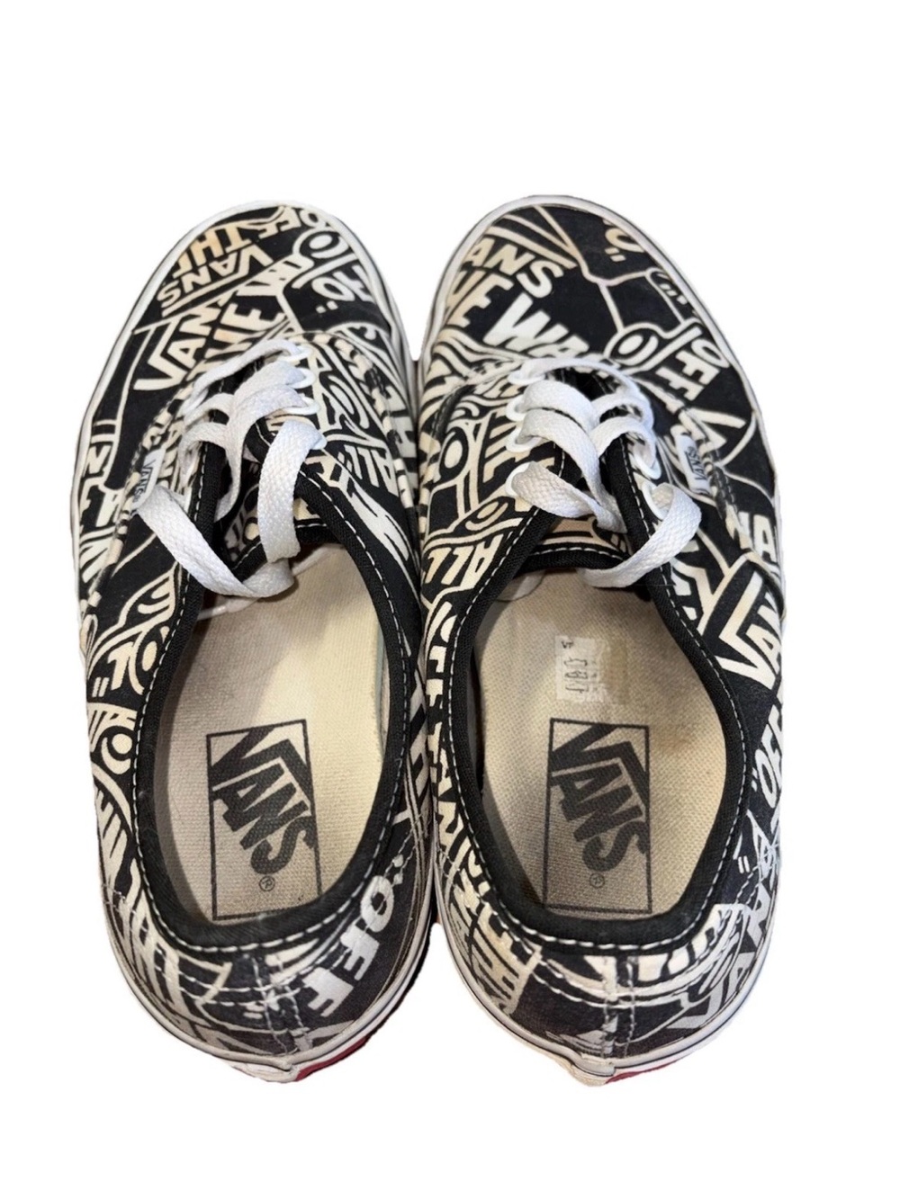 Vans Off The Wall OTF Repeat Black & White Graphic Logo Lace-Up Sneakers unisex - Picture 2 of 12